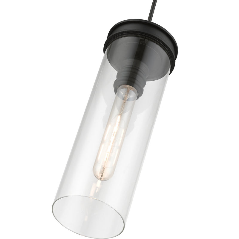 Livex Lighting 41236-04 One Light Mini Pendant, Black w/Brushed Nickel