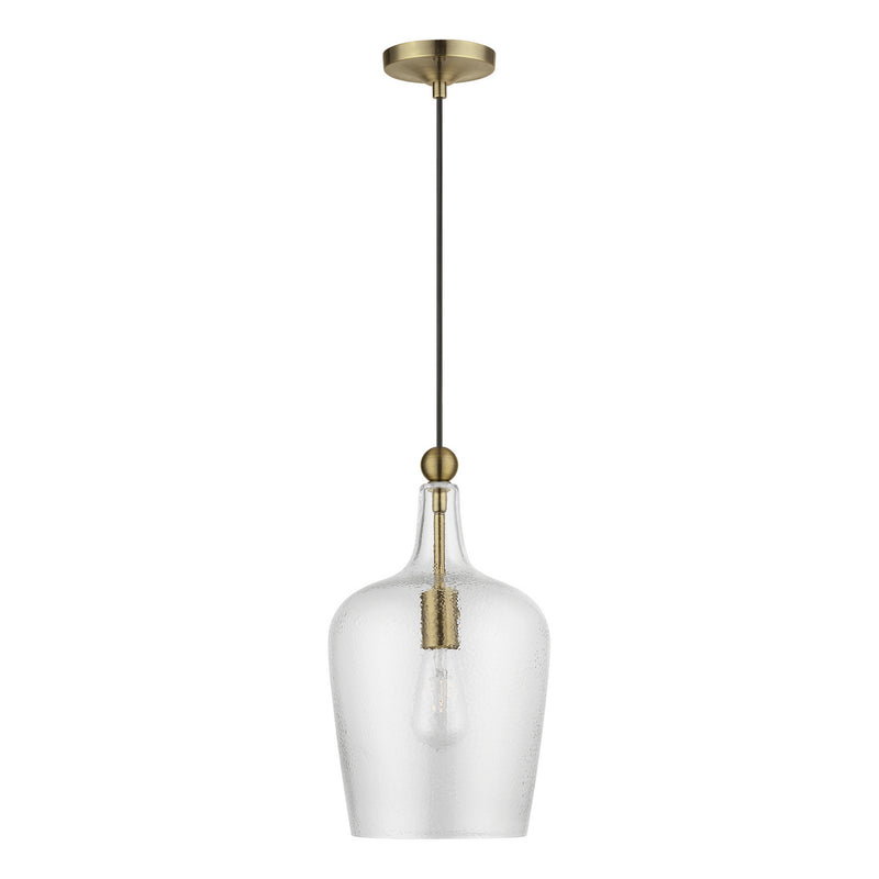 Livex Lighting 41237-01 One Light Pendant, Antique Brass