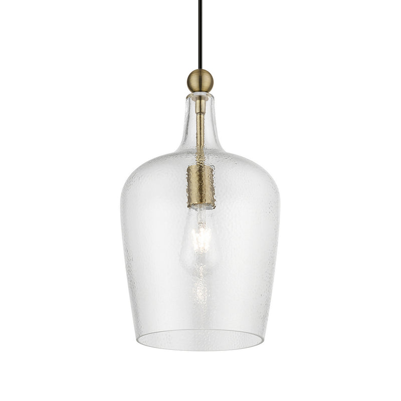 Livex Lighting 41237-01 One Light Pendant, Antique Brass