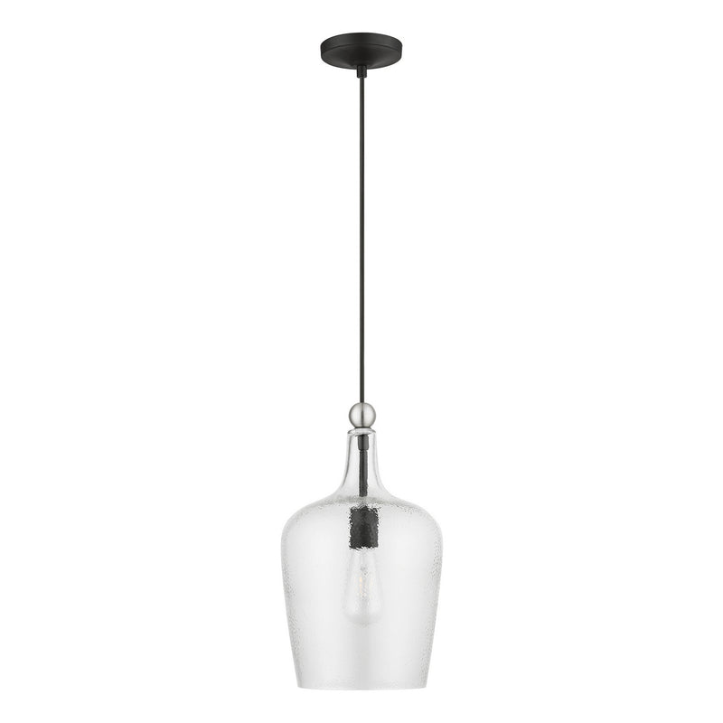 Livex Lighting 41237-04 One Light Pendant, Black w/Brushed Nickel