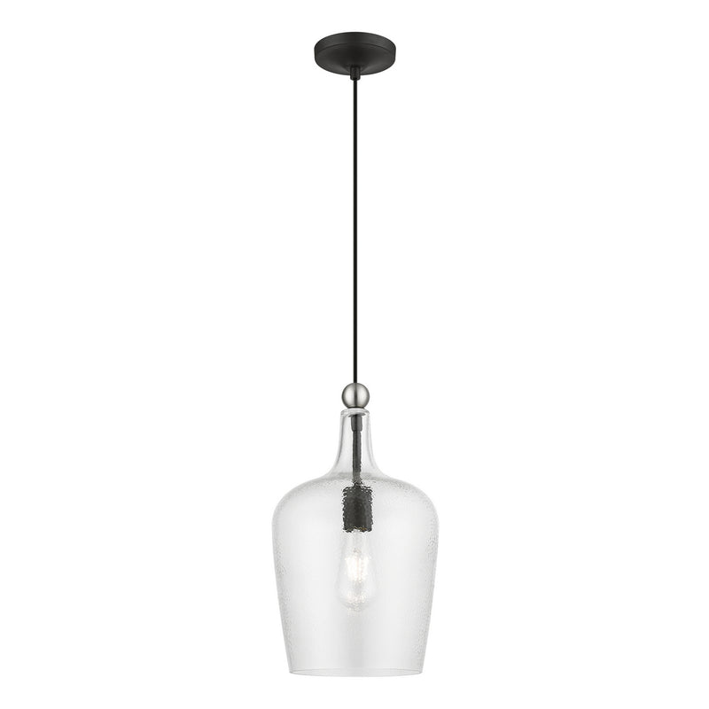 Livex Lighting 41237-04 One Light Pendant, Black w/Brushed Nickel