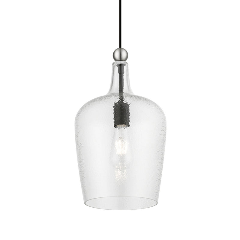Livex Lighting 41237-04 One Light Pendant, Black w/Brushed Nickel