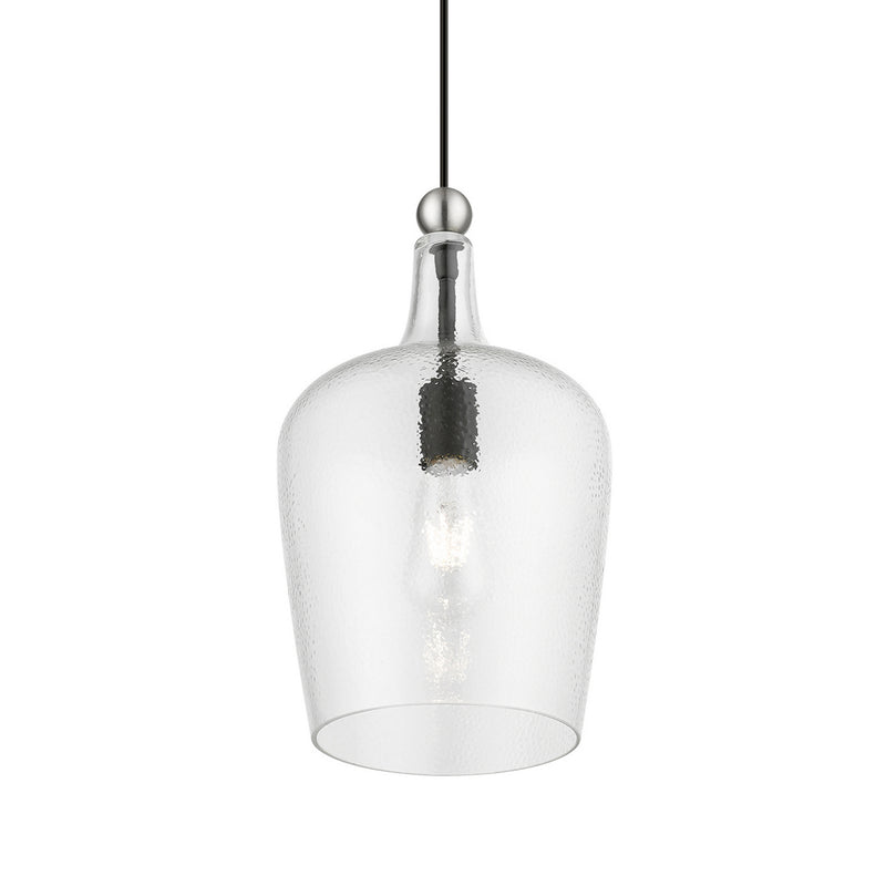Livex Lighting 41237-04 One Light Pendant, Black w/Brushed Nickel