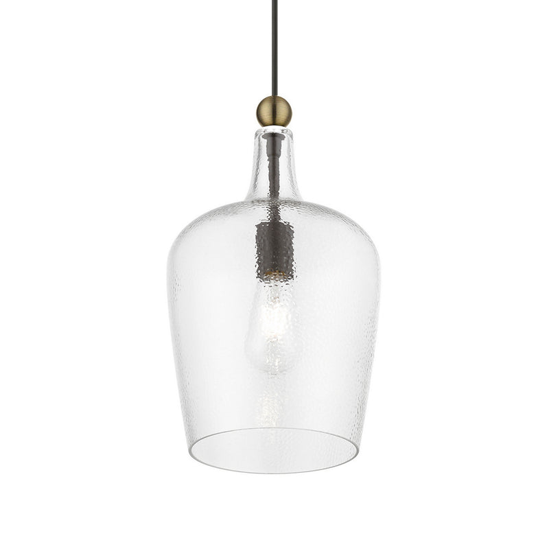 Livex Lighting 41237-07 One Light Pendant, Bronze w/Antique Brass