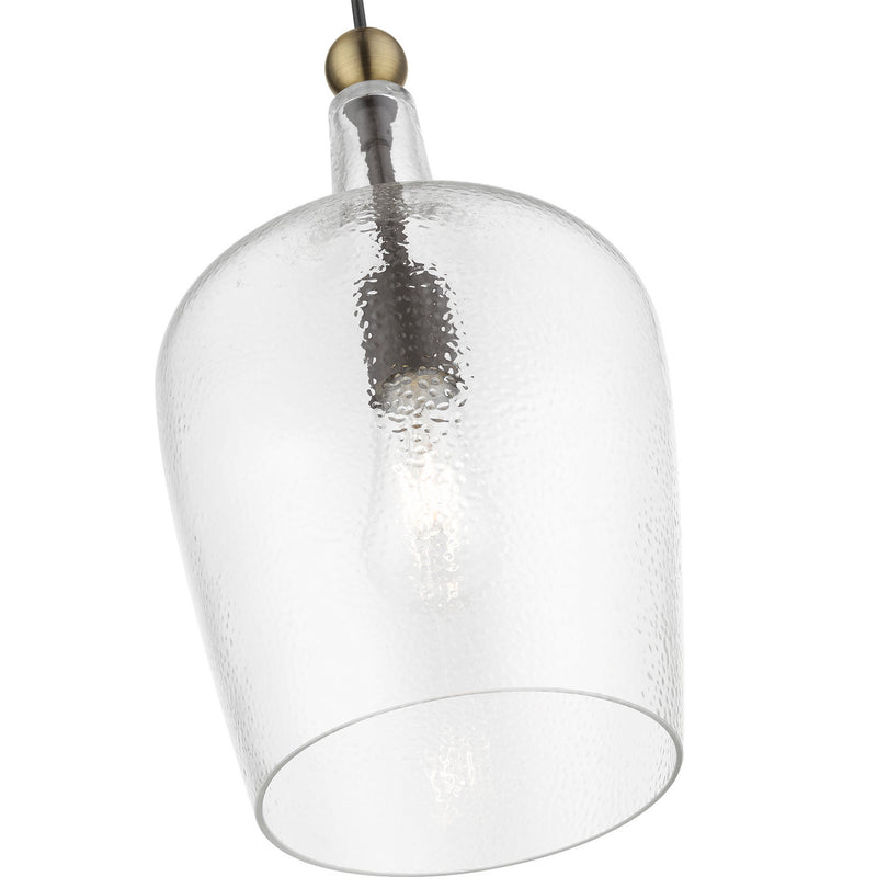 Livex Lighting 41237-07 One Light Pendant, Bronze w/Antique Brass