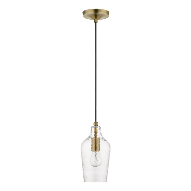 Livex Lighting 41240-01 One Light Mini Pendant, Antique Brass