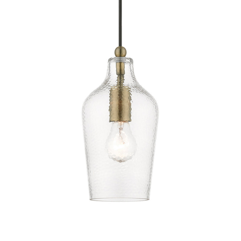 Livex Lighting 41240-01 One Light Mini Pendant, Antique Brass