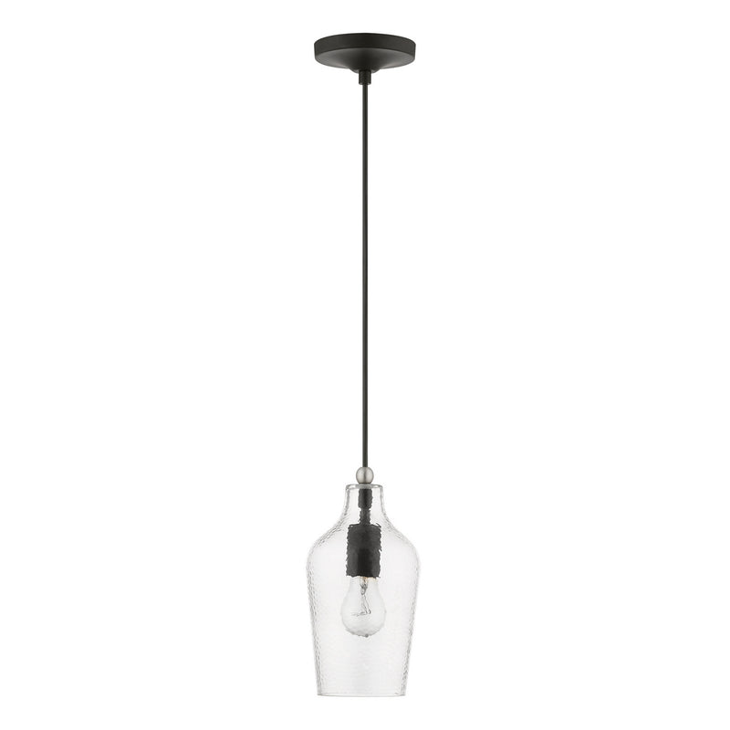 Livex Lighting 41240-04 One Light Mini Pendant, Black w/Brushed Nickel