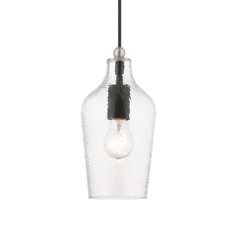 Livex Lighting 41240-04 One Light Mini Pendant, Black w/Brushed Nickel