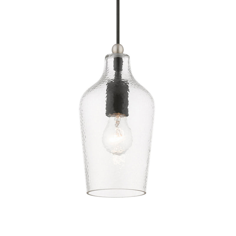 Livex Lighting 41240-04 One Light Mini Pendant, Black w/Brushed Nickel