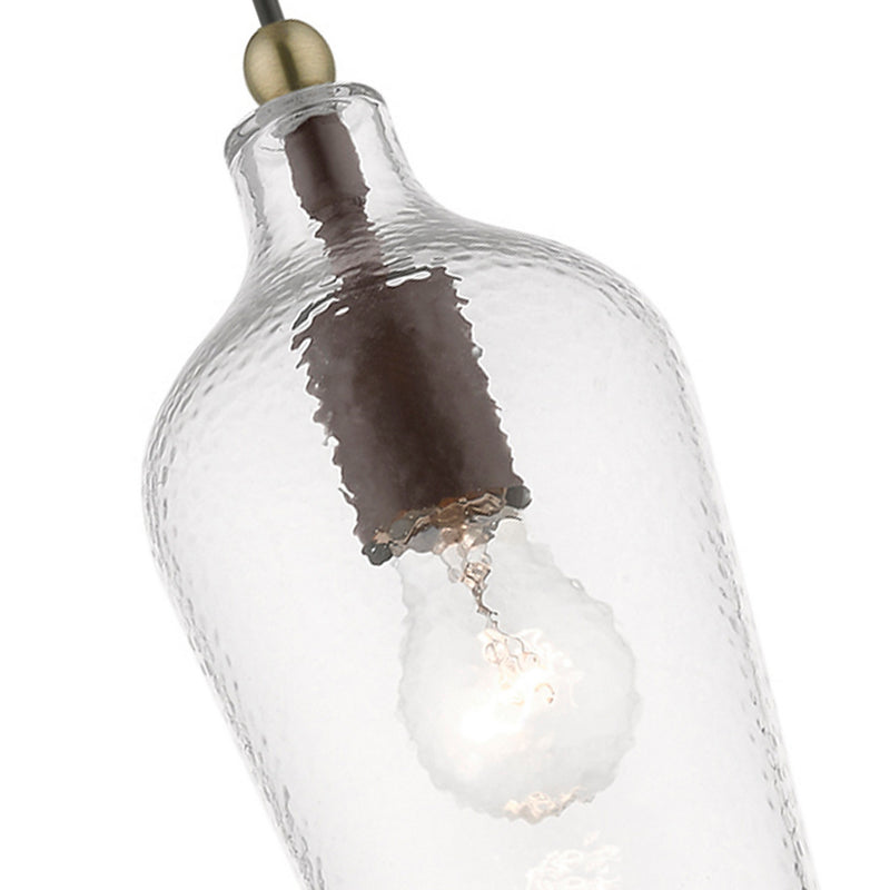Livex Lighting 41240-07 One Light Mini Pendant, Bronze w/Antique Brass