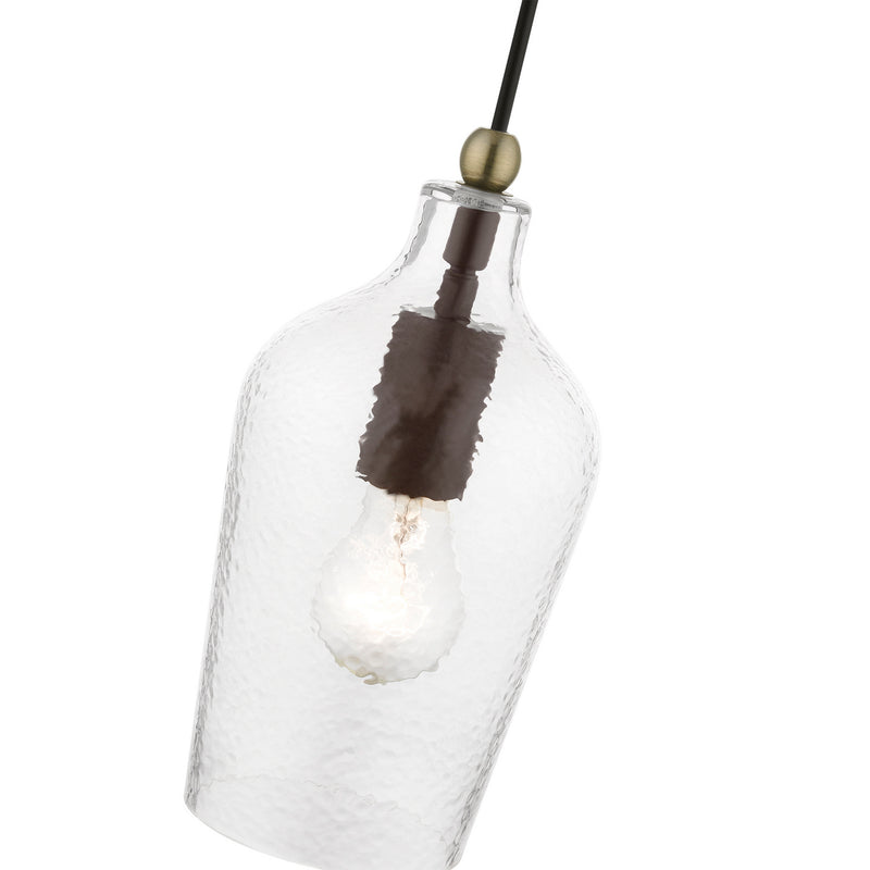 Livex Lighting 41240-07 One Light Mini Pendant, Bronze w/Antique Brass