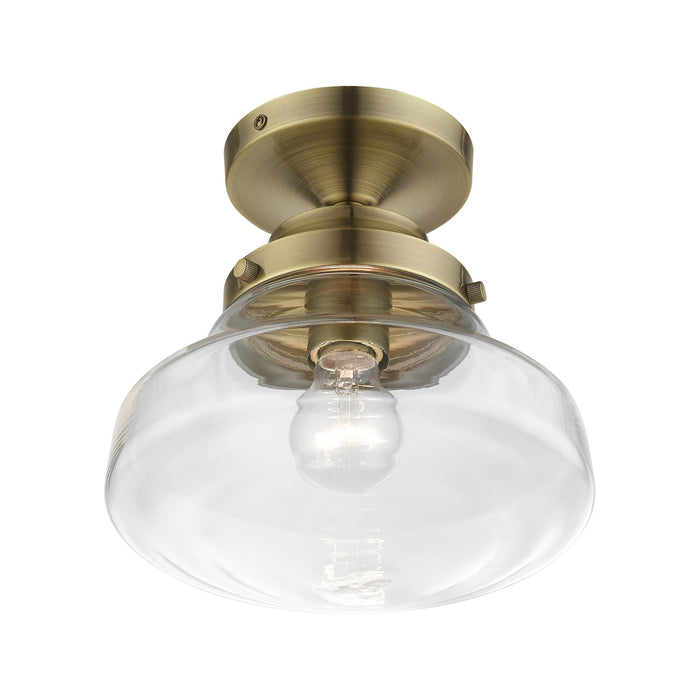 Livex Lighting 41291-01 One Light Semi-Flush Mount, Antique Brass