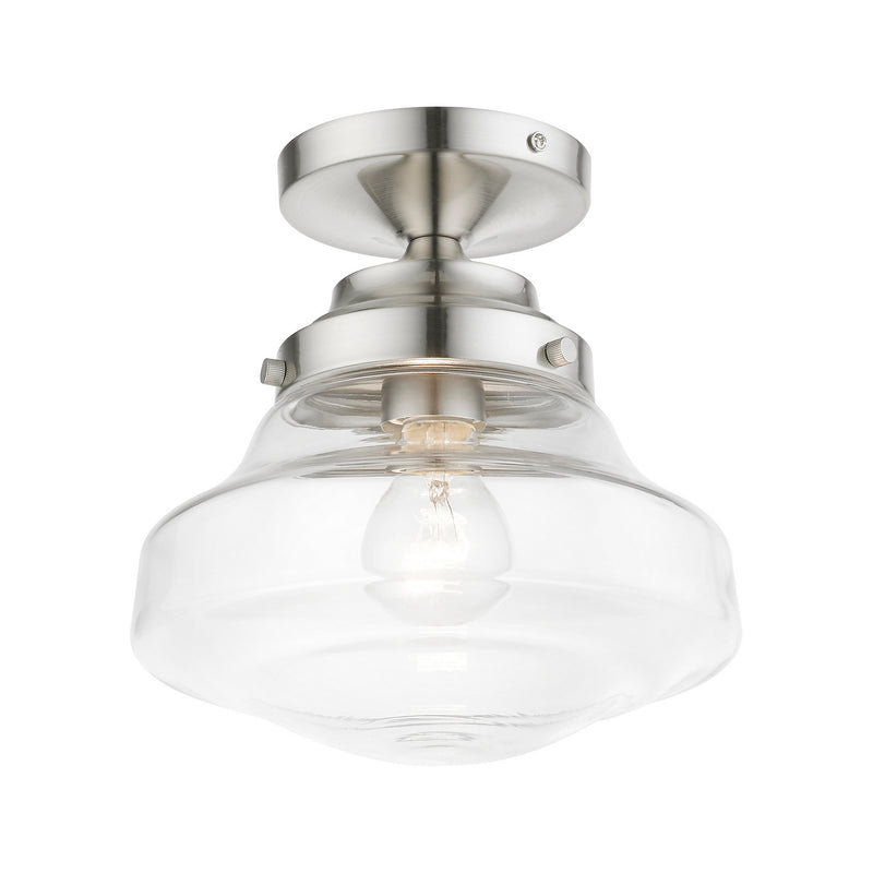 Livex Lighting 41291-91 One Light Semi-Flush Mount, Brushed Nickel