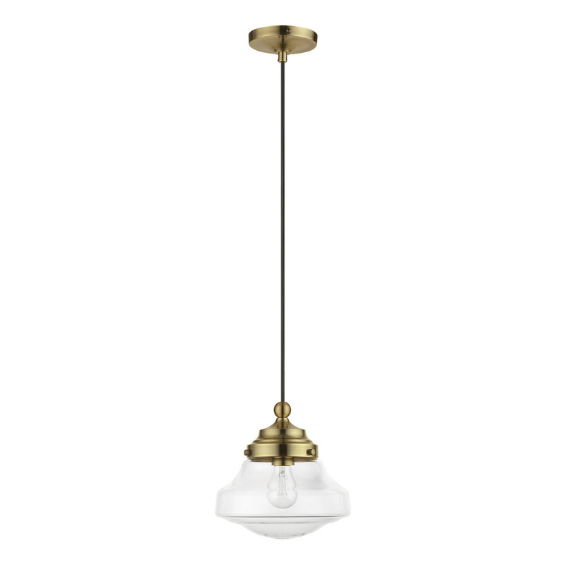 Livex Lighting 41293-01 One Light Mini Pendant, Antique Brass