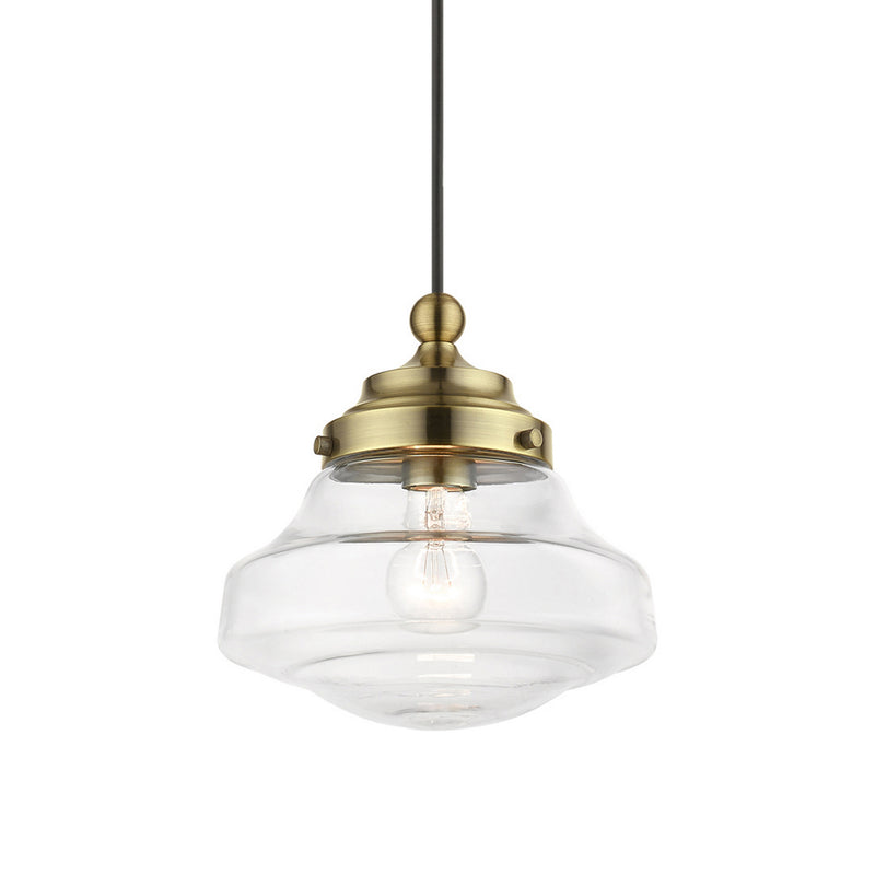 Livex Lighting 41293-01 One Light Mini Pendant, Antique Brass