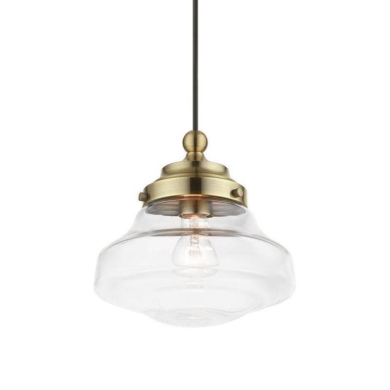 Livex Lighting 41293-01 One Light Mini Pendant, Antique Brass