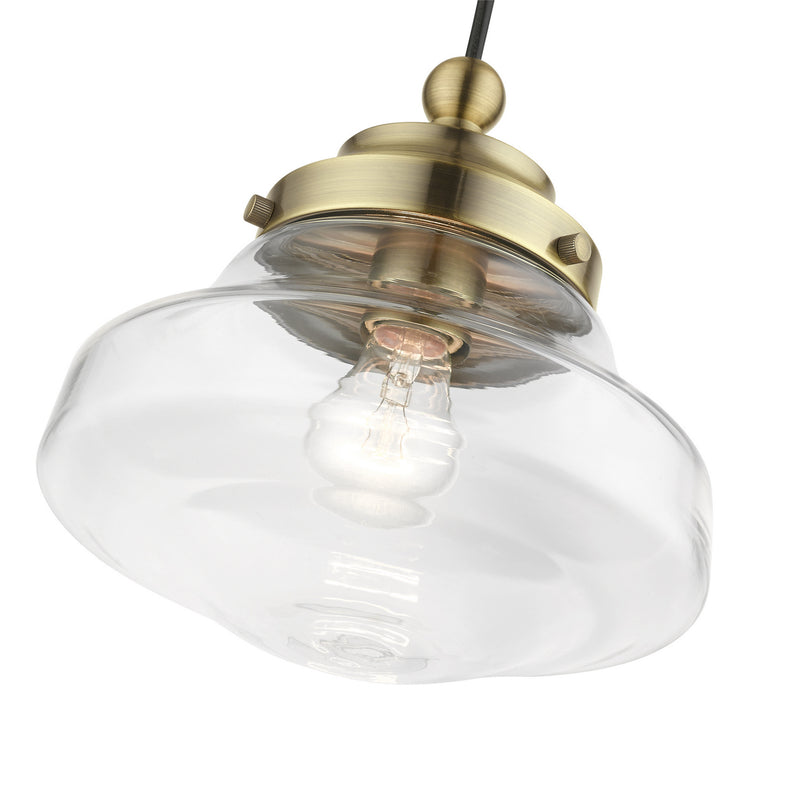Livex Lighting 41293-01 One Light Mini Pendant, Antique Brass