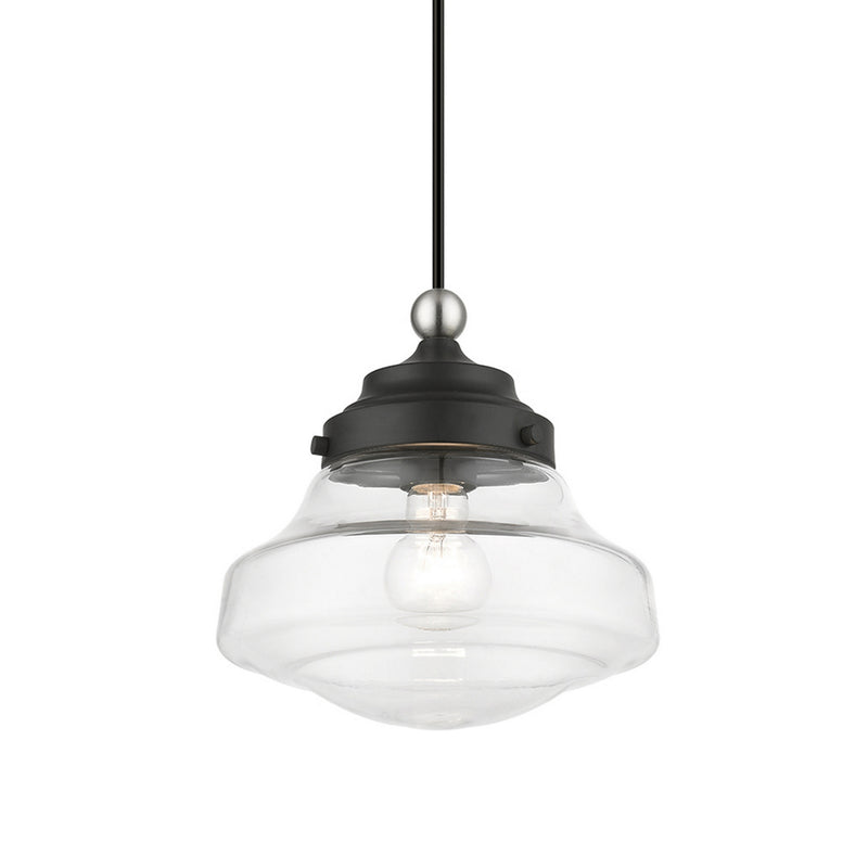 Livex Lighting 41293-04 One Light Mini Pendant, Black w/Brushed Nickel