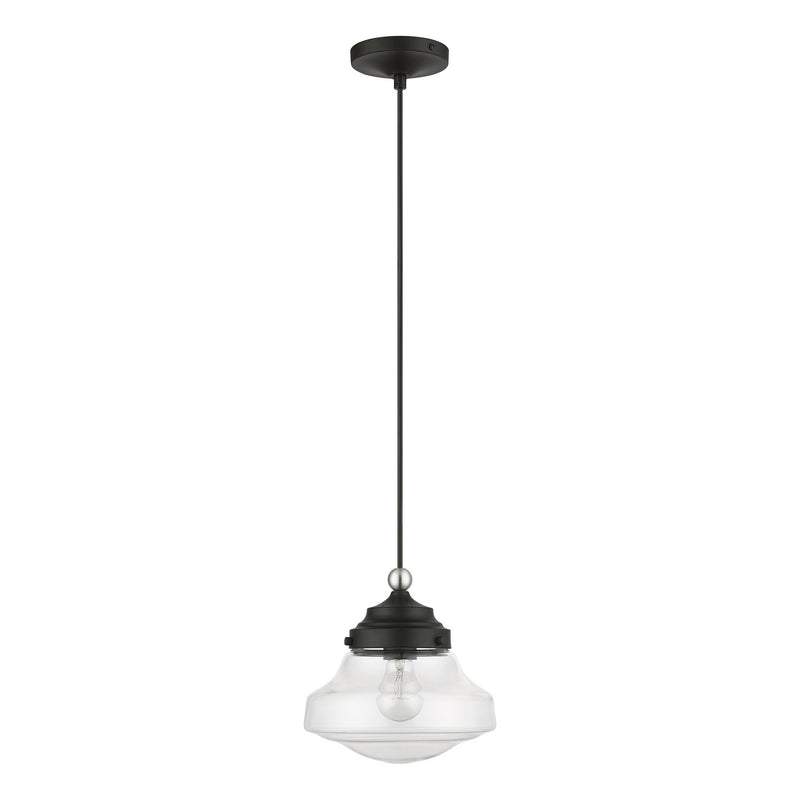 Livex Lighting 41293-04 One Light Mini Pendant, Black w/Brushed Nickel