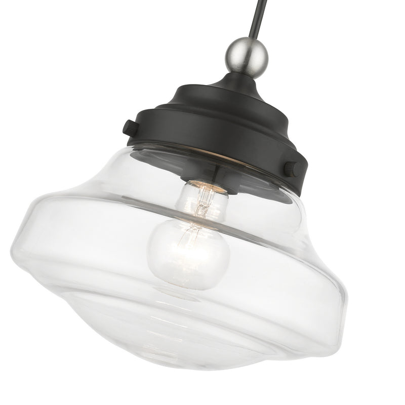 Livex Lighting 41293-04 One Light Mini Pendant, Black w/Brushed Nickel