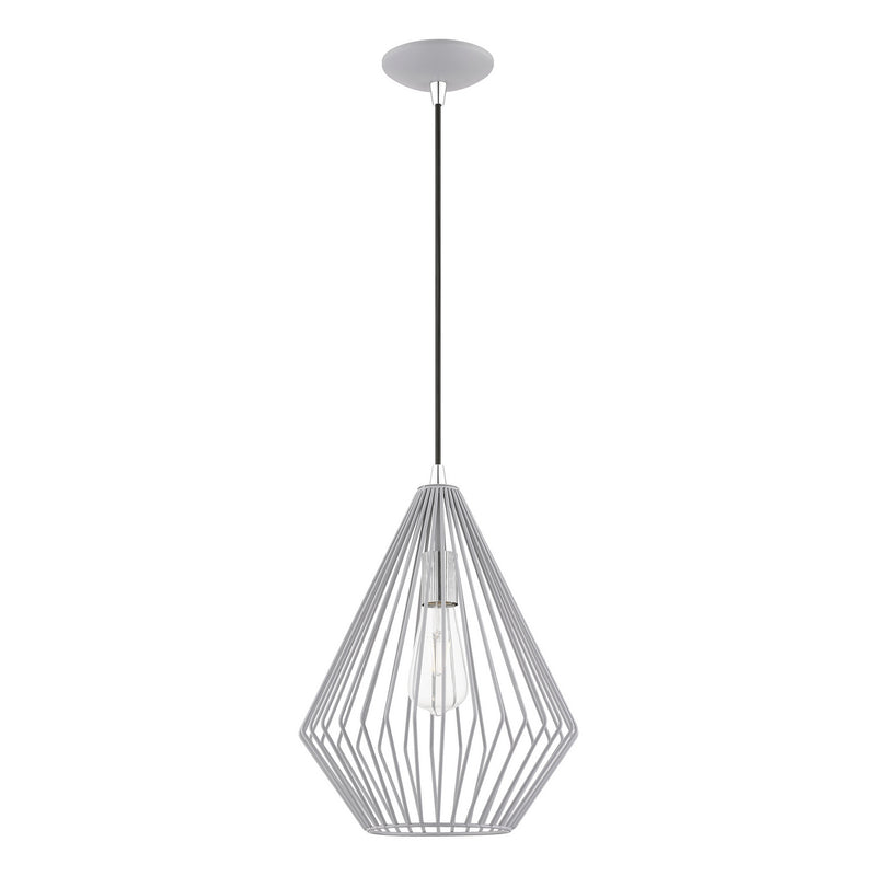Livex Lighting 41325-80 One Light Pendant, Nordic Gray w/Polished Chrome