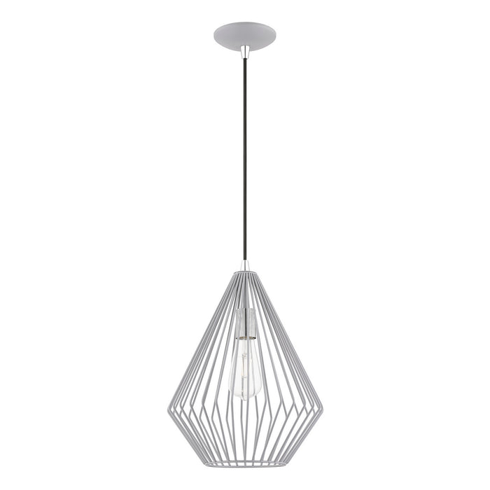 Livex Lighting 41325-80 One Light Pendant, Nordic Gray w/Polished Chrome