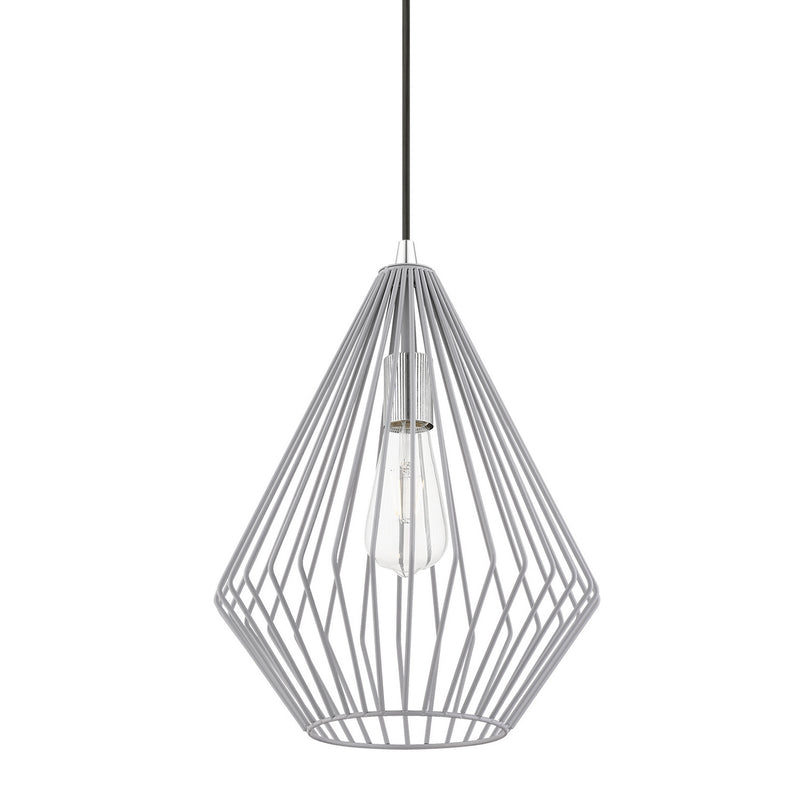 Livex Lighting 41325-80 One Light Pendant, Nordic Gray w/Polished Chrome