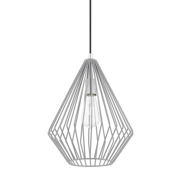 Livex Lighting 41325-80 One Light Pendant, Nordic Gray w/Polished Chrome
