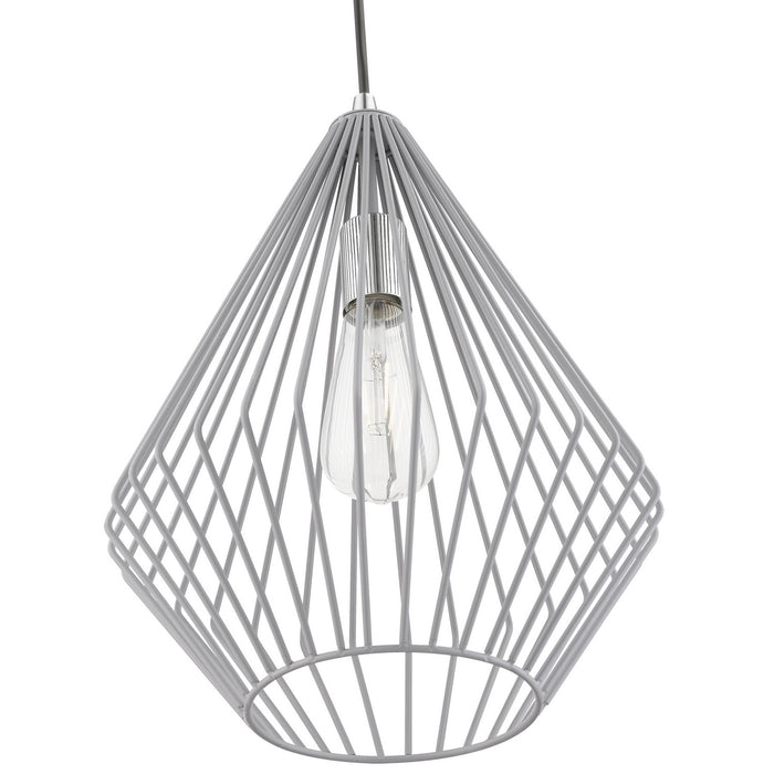 Livex Lighting 41325-80 One Light Pendant, Nordic Gray w/Polished Chrome