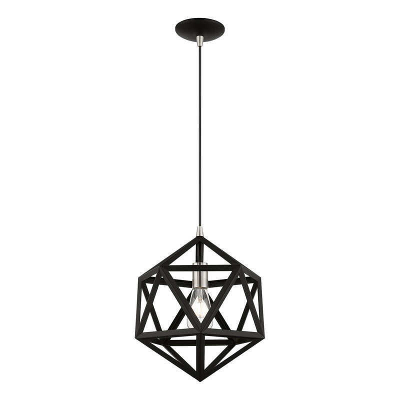 Livex Lighting 41328-04 One Light Pendant, Black w/Brushed Nickel