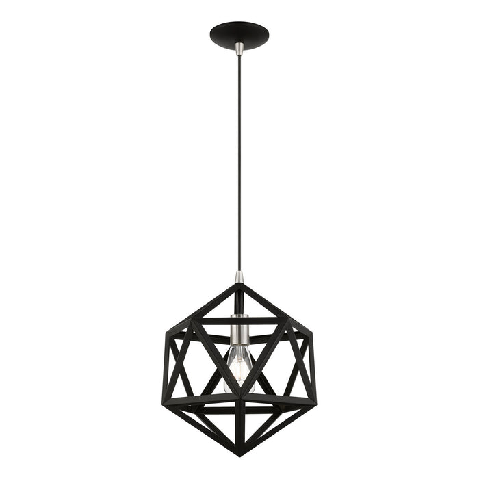 Livex Lighting 41328-04 One Light Pendant, Black w/Brushed Nickel