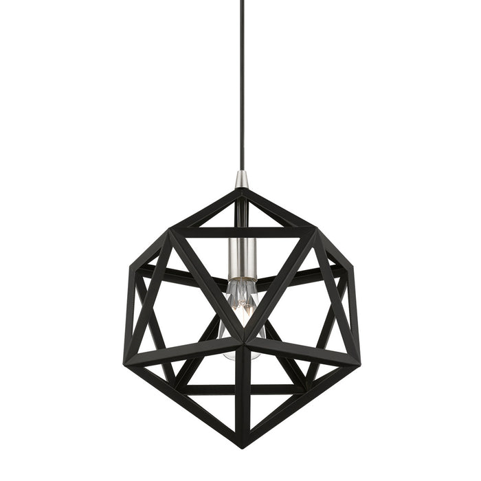 Livex Lighting 41328-04 One Light Pendant, Black w/Brushed Nickel