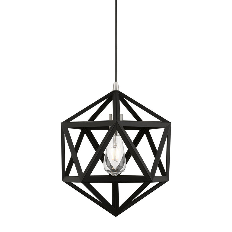 Livex Lighting 41328-04 One Light Pendant, Black w/Brushed Nickel
