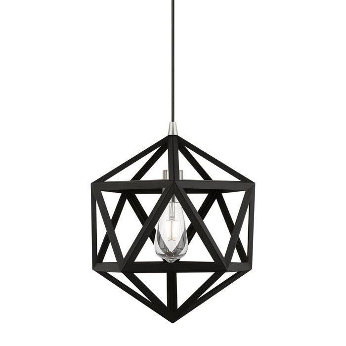 Livex Lighting 41328-04 One Light Pendant, Black w/Brushed Nickel