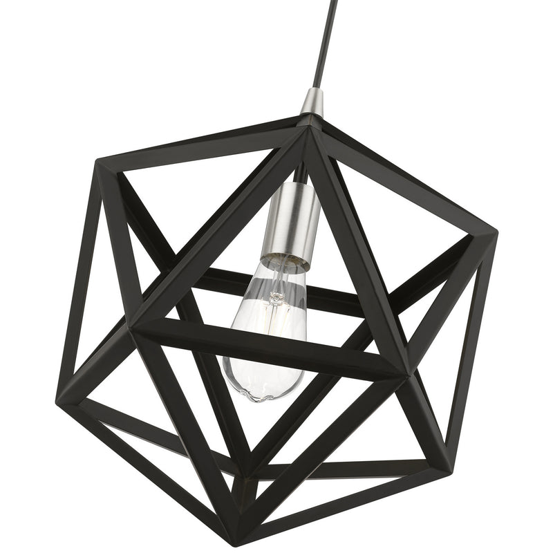 Livex Lighting 41328-04 One Light Pendant, Black w/Brushed Nickel