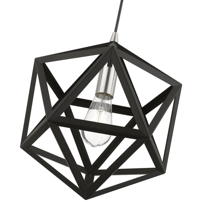 Livex Lighting 41328-04 One Light Pendant, Black w/Brushed Nickel