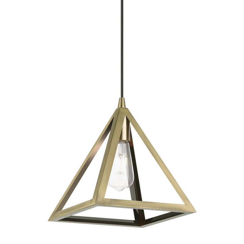 Livex Lighting 41329-01 One Light Pendant, Antique Brass