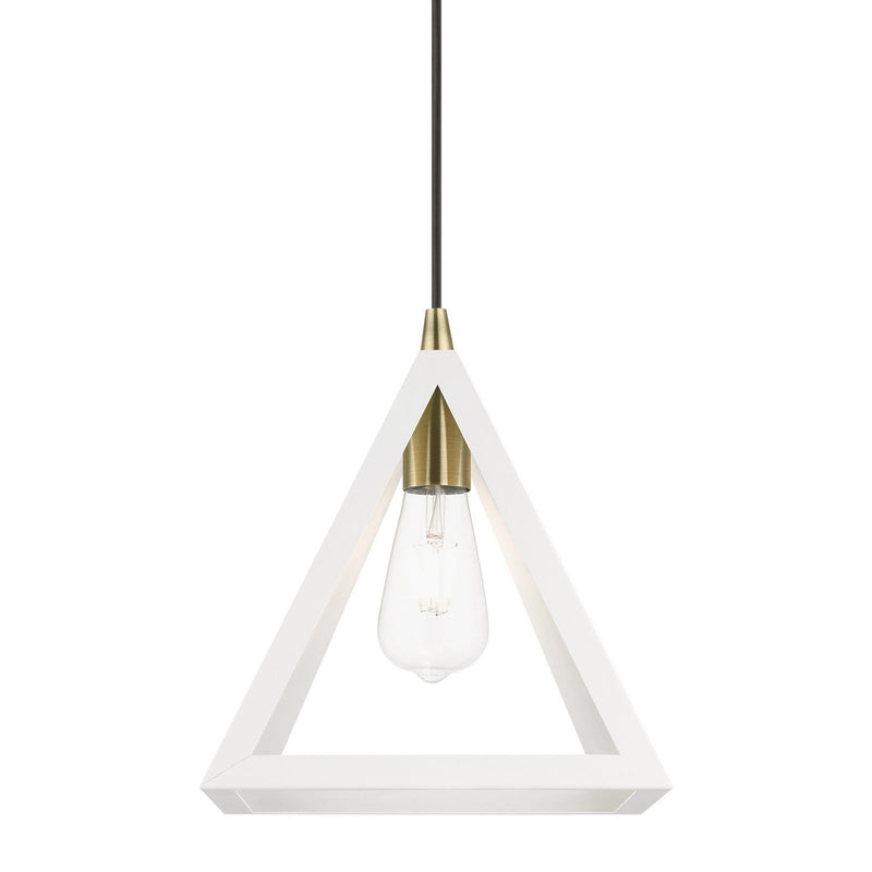 Livex Lighting 41329-13 One Light Pendant, Textured White w/Antique Brass