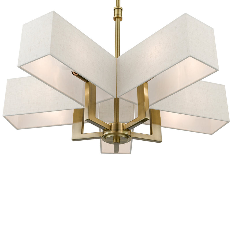 Livex Lighting 42665-01 Five Light Chandelier, Antique Brass