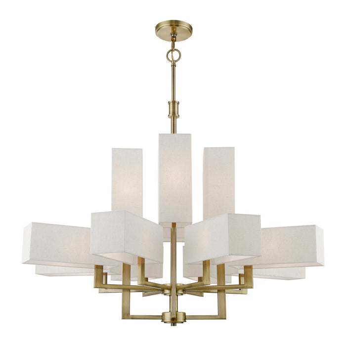 Livex Lighting 42669-01 12 Light Foyer Chandelier, Antique Brass