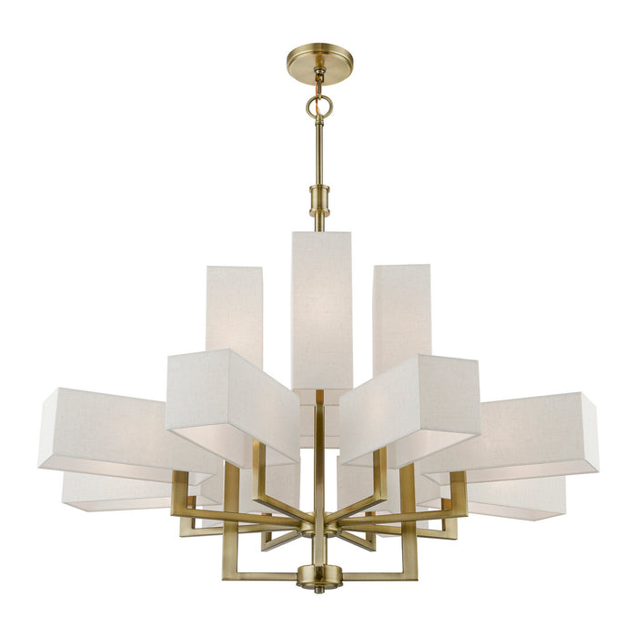 Livex Lighting 42669-01 12 Light Foyer Chandelier, Antique Brass