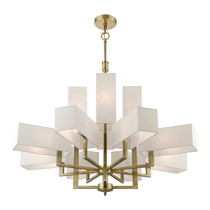 Livex Lighting 42669-01 12 Light Foyer Chandelier, Antique Brass