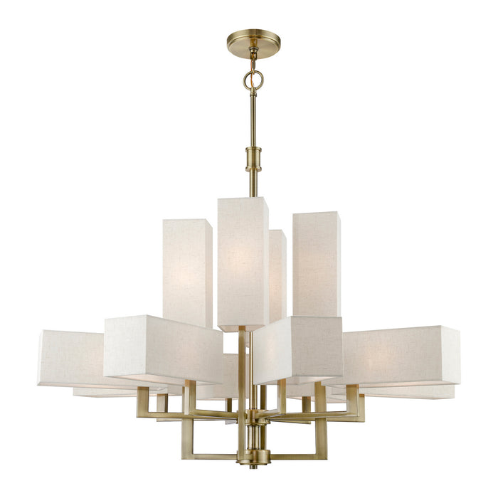 Livex Lighting 42669-01 12 Light Foyer Chandelier, Antique Brass
