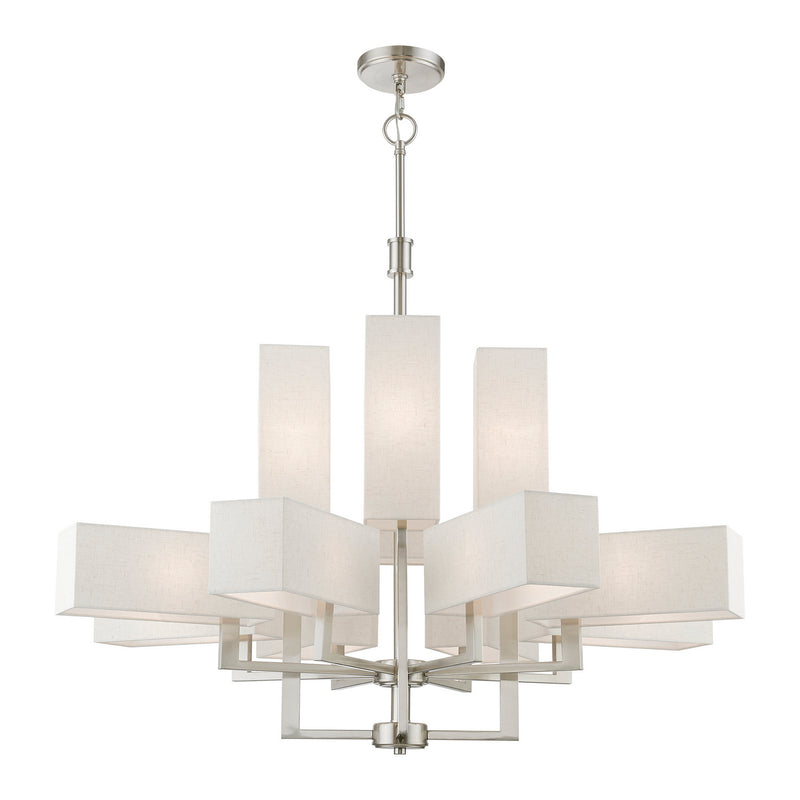 Livex Lighting 42669-91 12 Light Foyer Chandelier, Brushed Nickel
