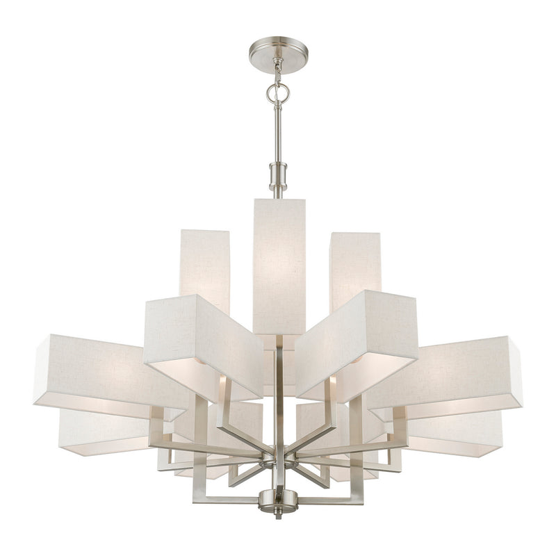 Livex Lighting 42669-91 12 Light Foyer Chandelier, Brushed Nickel