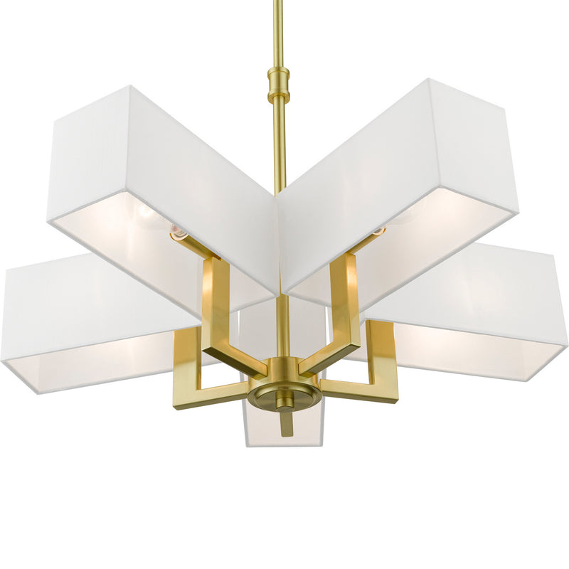 Livex Lighting 42675-12 Five Light Chandelier, Satin Brass
