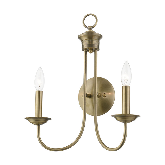 Livex Lighting 42682-01 Two Light Wall Sconce, Antique Brass