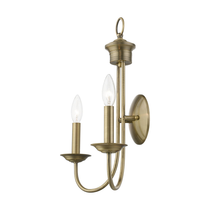 Livex Lighting 42682-01 Two Light Wall Sconce, Antique Brass