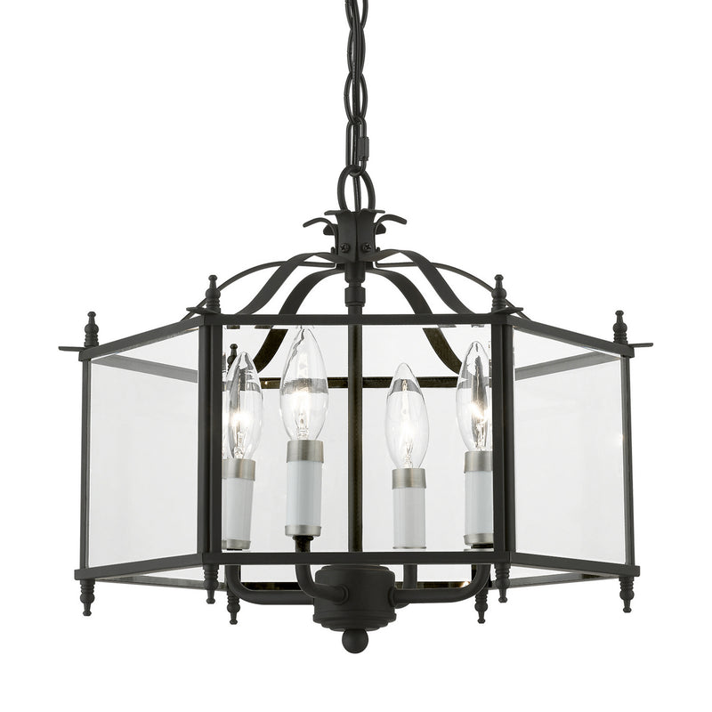 Livex Lighting 4398-04 Four Light Convertible Pendant / Semi-Flush, Black w/Brushed Nickel